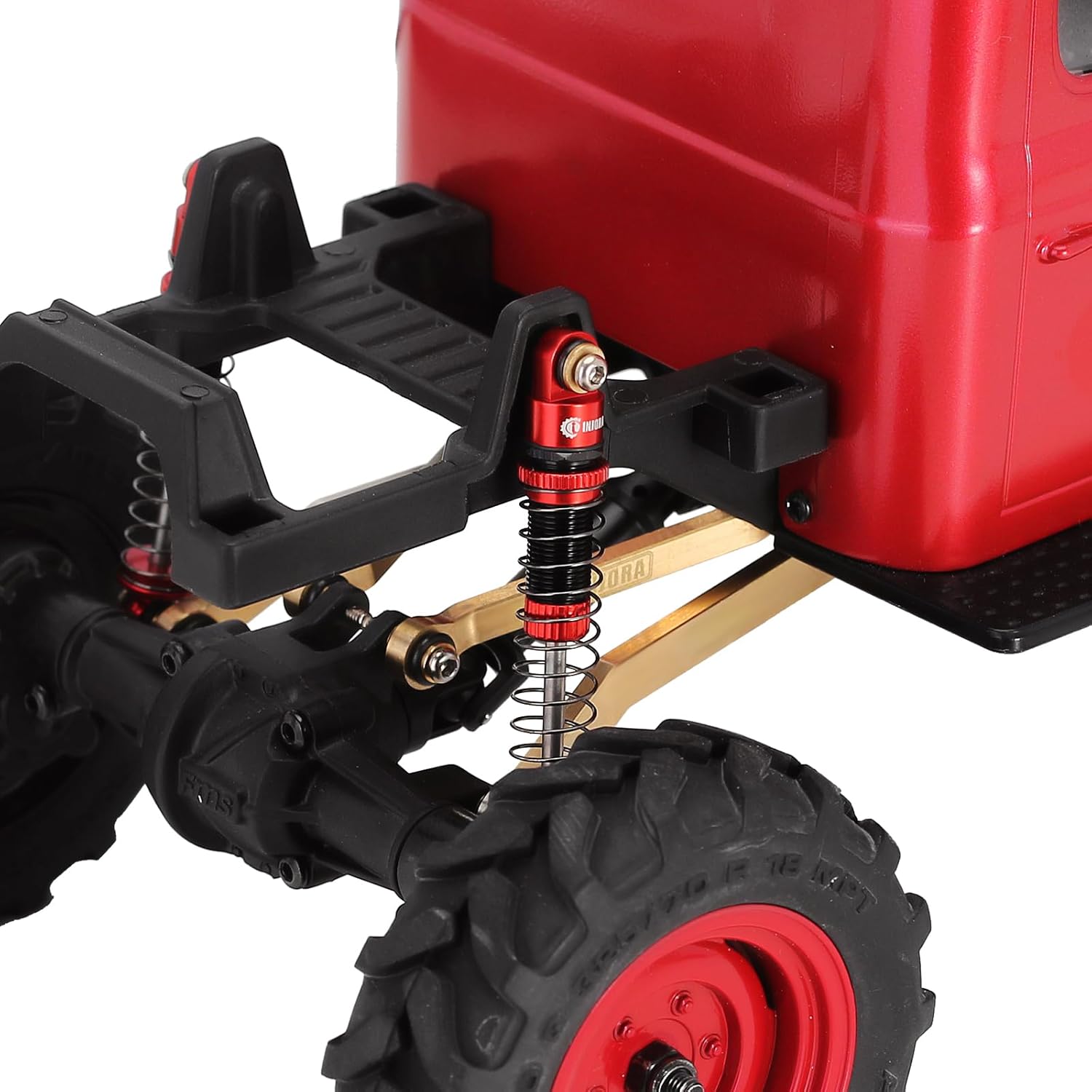 INJORA 45mm Shocks Aluminum Threaded Absorber Oil Damper for FMS FCX24 1/24 RC Crawler Upgrade(Red)